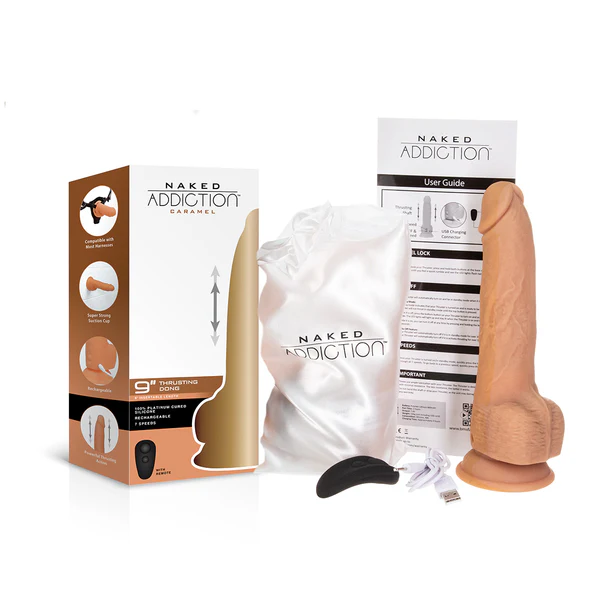 Image de Naked Addiction 9" Pénis Pénétrant avec télécommande - Caramel