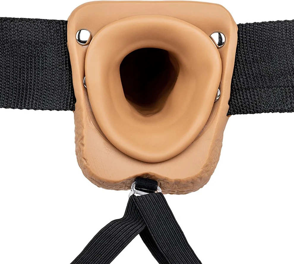 Image de Shots – Gode ceinture vibrant creux RealRock avec testicules – 18cm