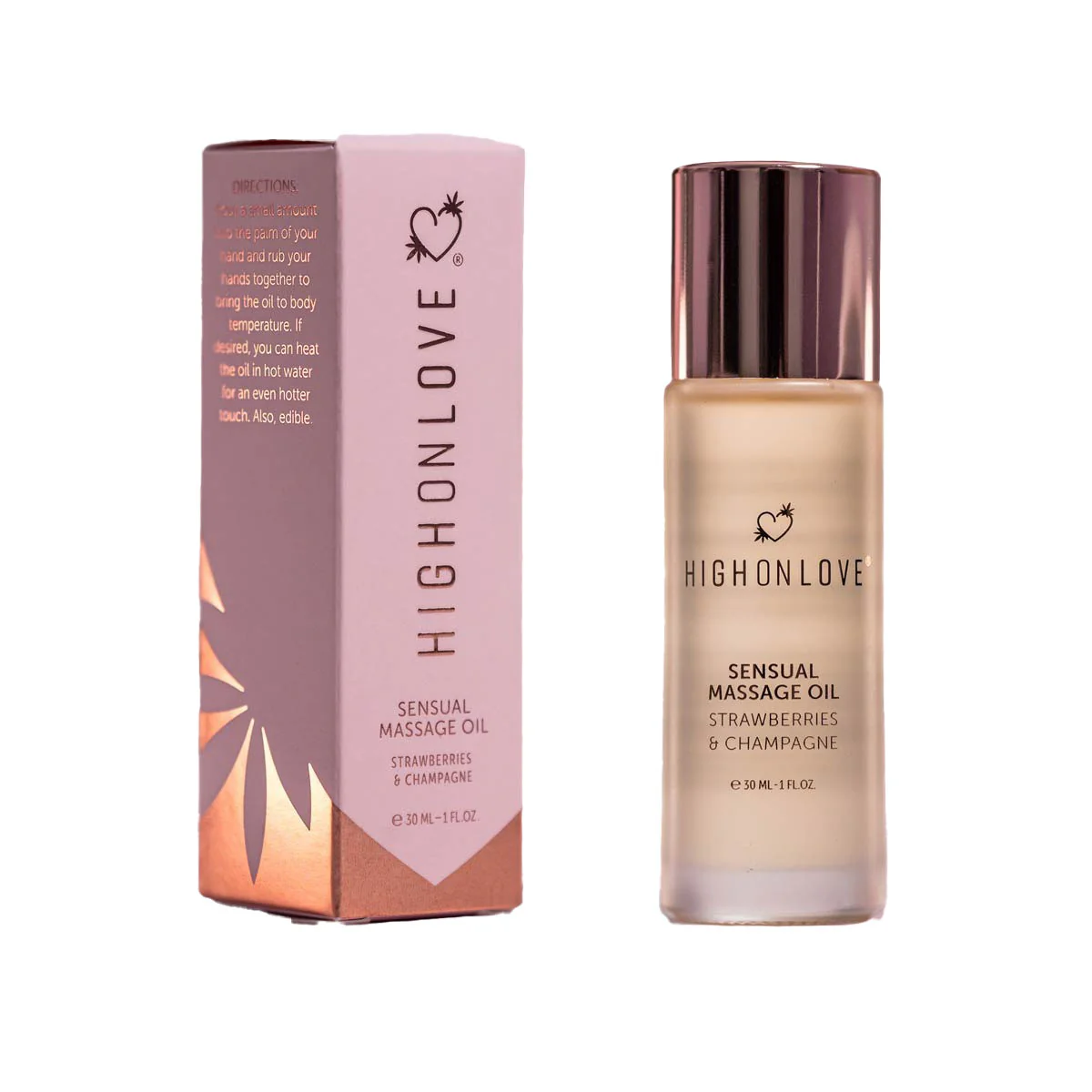 Image de High on Love – Sensual Massage Oil Strawberries & Champagne – 30mL