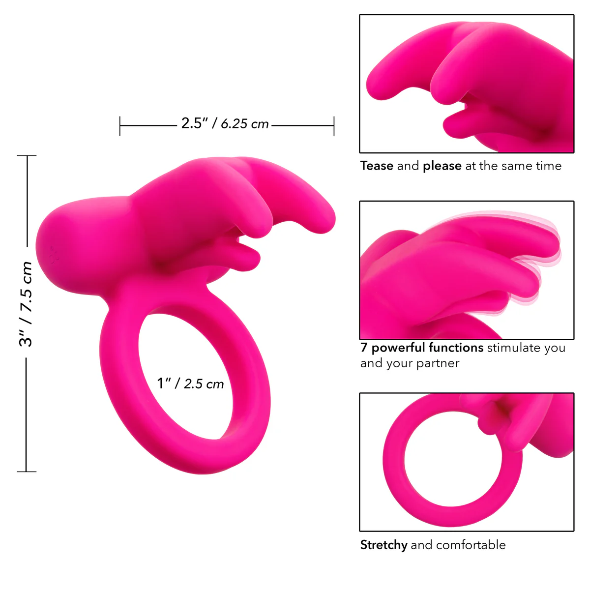 Image de CalExotics® Triple Clitoris Scintillant - Anneau pénien vibrant