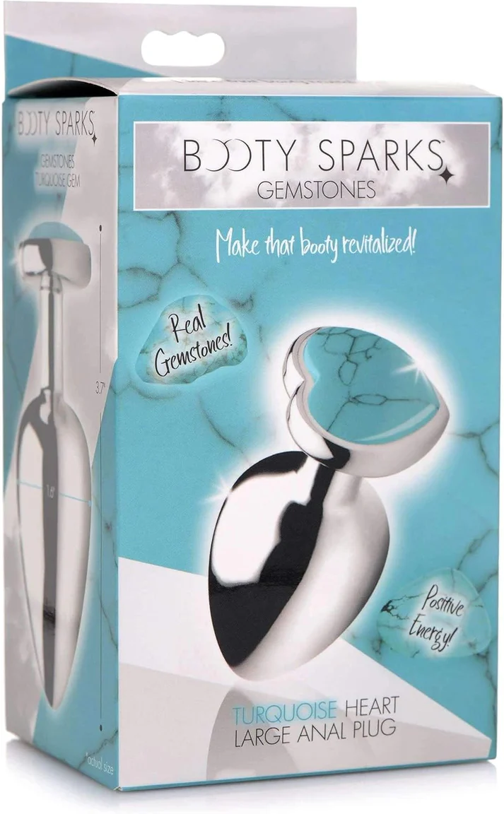 Image de Plug anal en forme de cœur turquoise - large