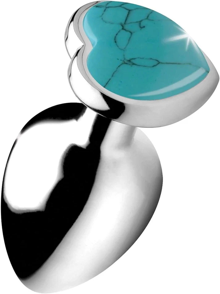 Image de Plug anal en forme de cœur turquoise - large