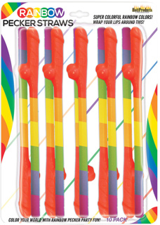 Image de Hott Products - Paille Penis - Rainbow