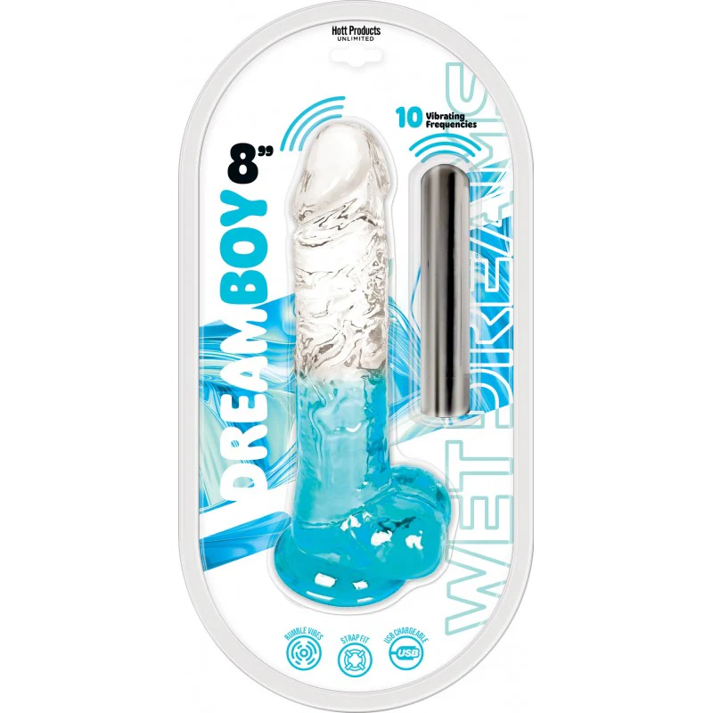 Image de Dream Boy 8" - Vibromasseur en gel, dégradé transparent/turquoise