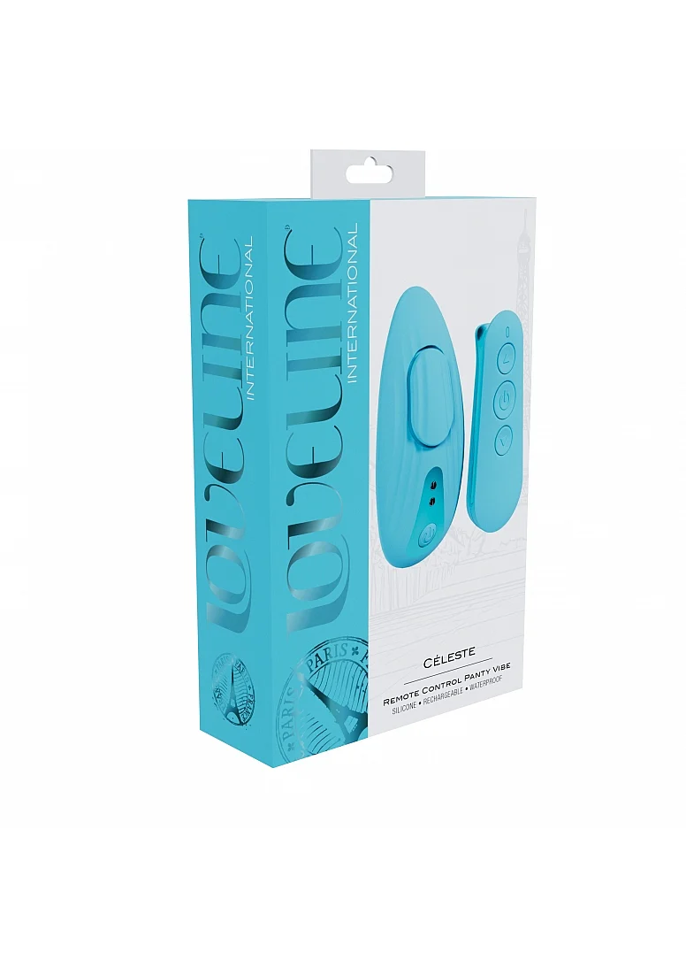 Image de Loveline - Celeste - Bleu - Culotte vibrante télécommandée - Silicone - Rechargeable - Étanche