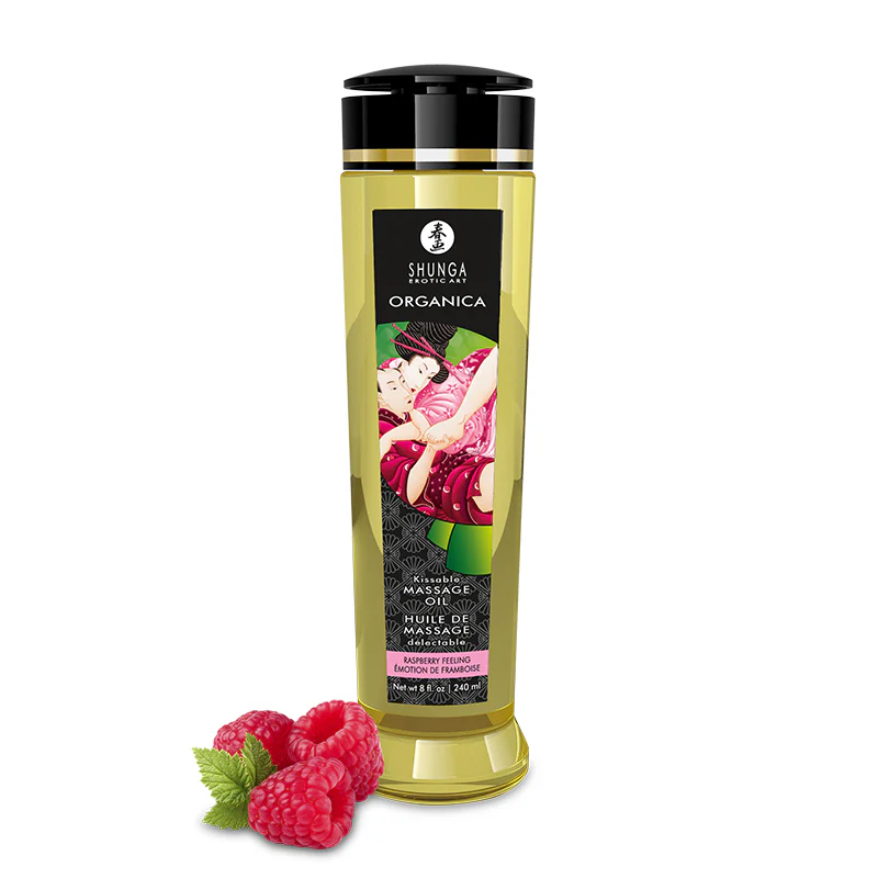 Image de Shunga – Huile de massage – Émotion de framboise – Organique