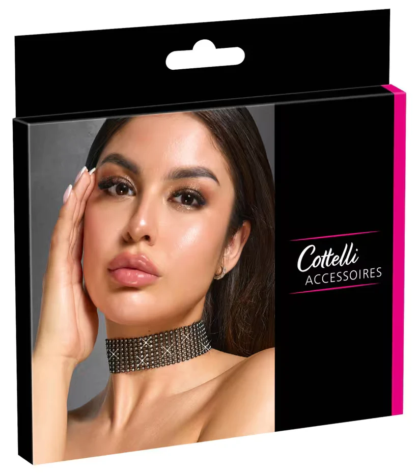 Image de Collier ras-de-cou Cottelli en strass, noir
