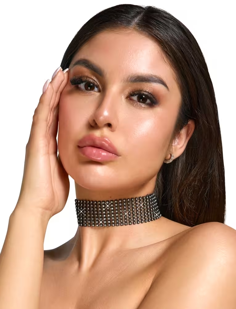 Image de Collier ras-de-cou Cottelli en strass, noir