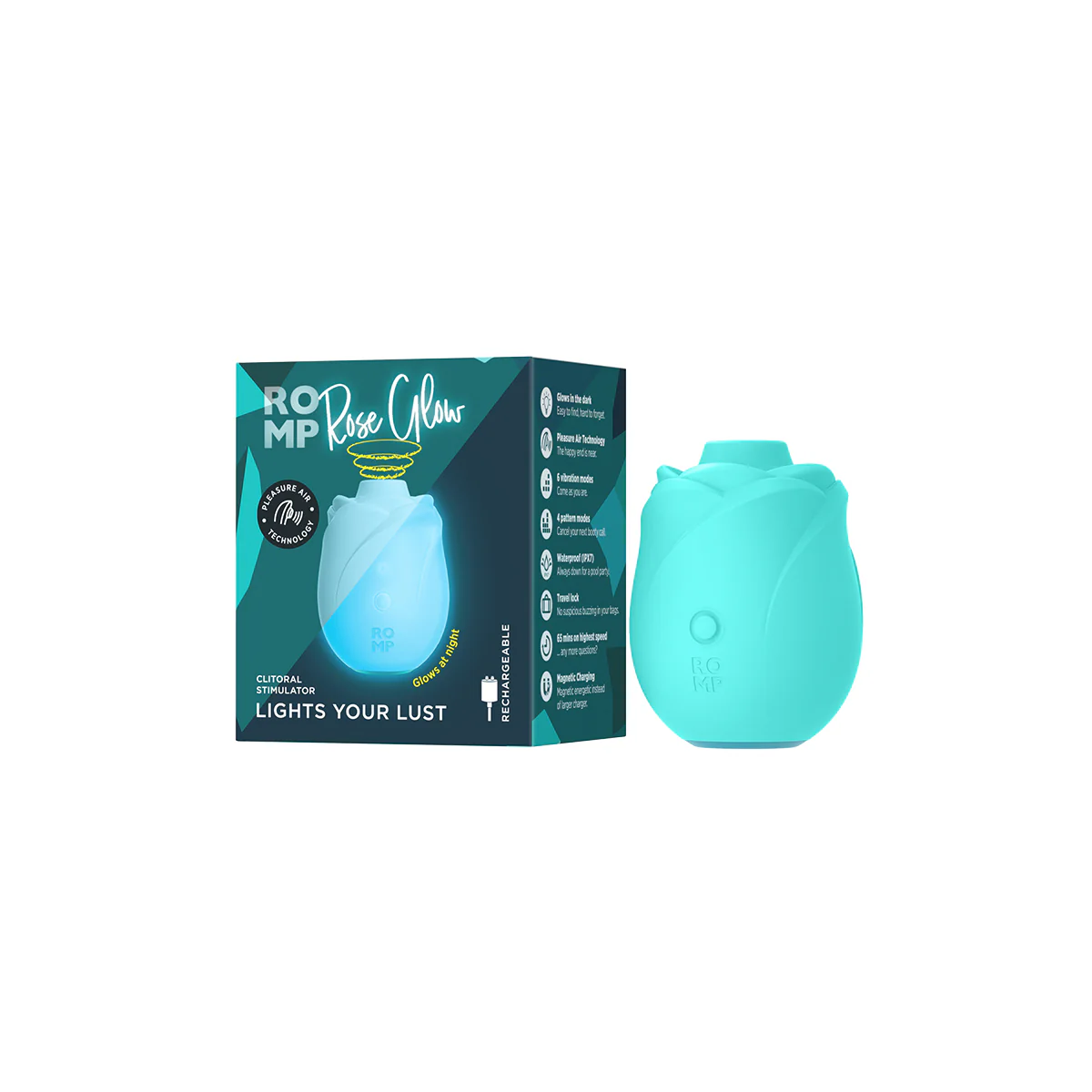 Image de ROMP® - Stimulateur clitoridien Rose Glow Glow Glow dans The Dark - Blue