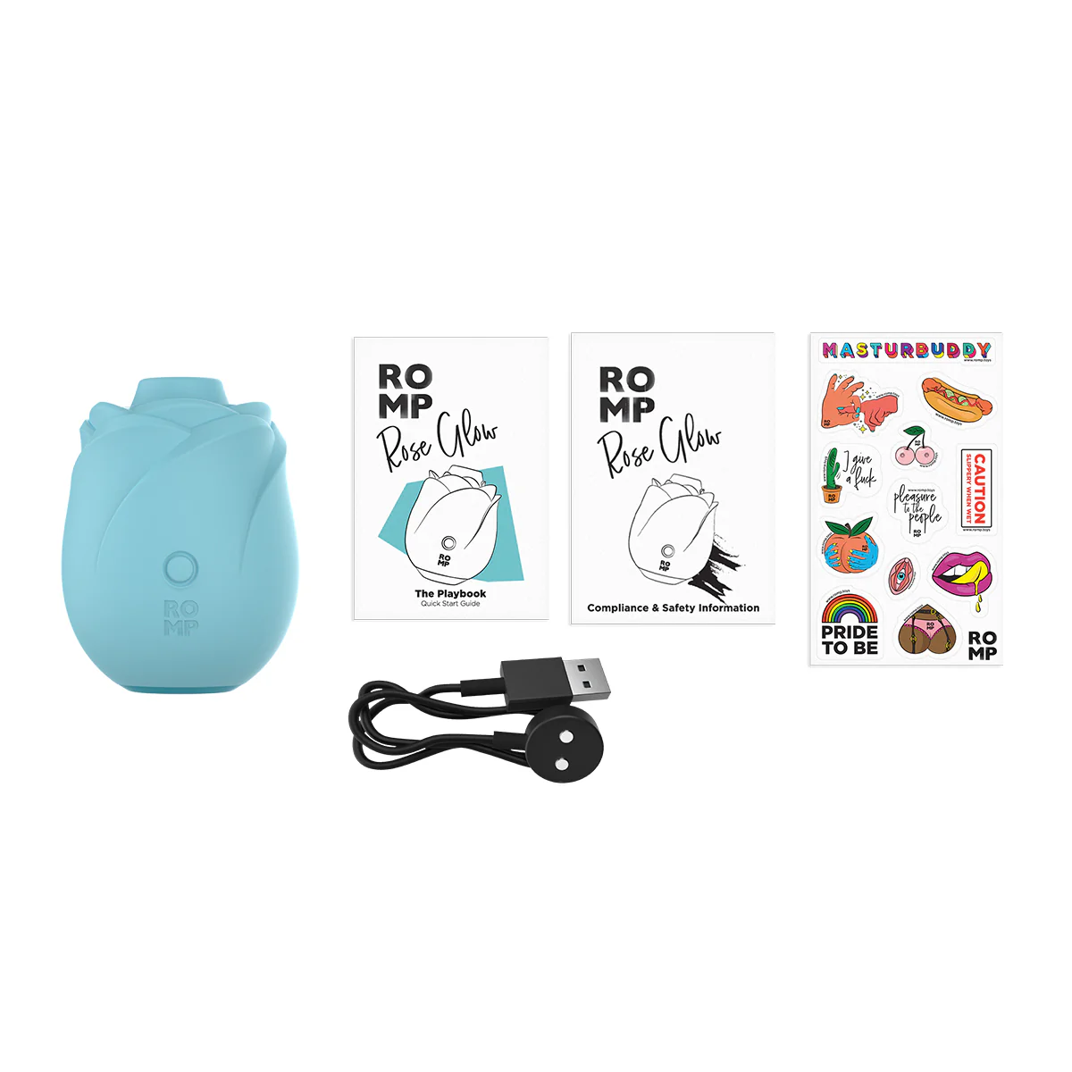 Image de ROMP® - Stimulateur clitoridien Rose Glow Glow Glow dans The Dark - Blue