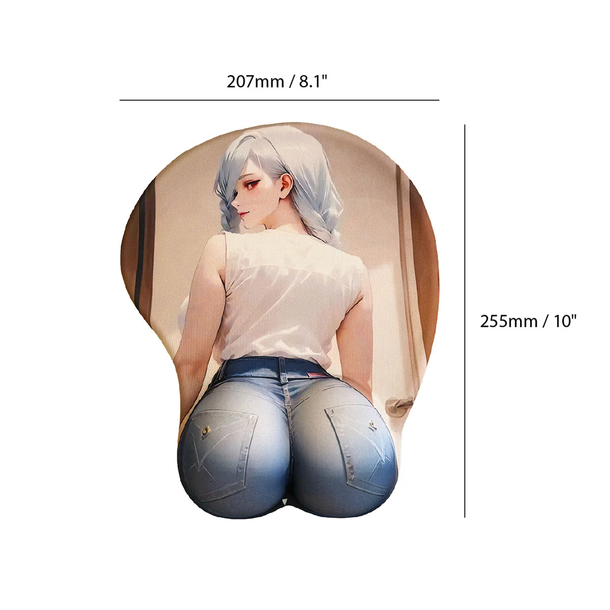 Image de Tapis de souris Anime – Blonde aux cheveux gris en jean bleu