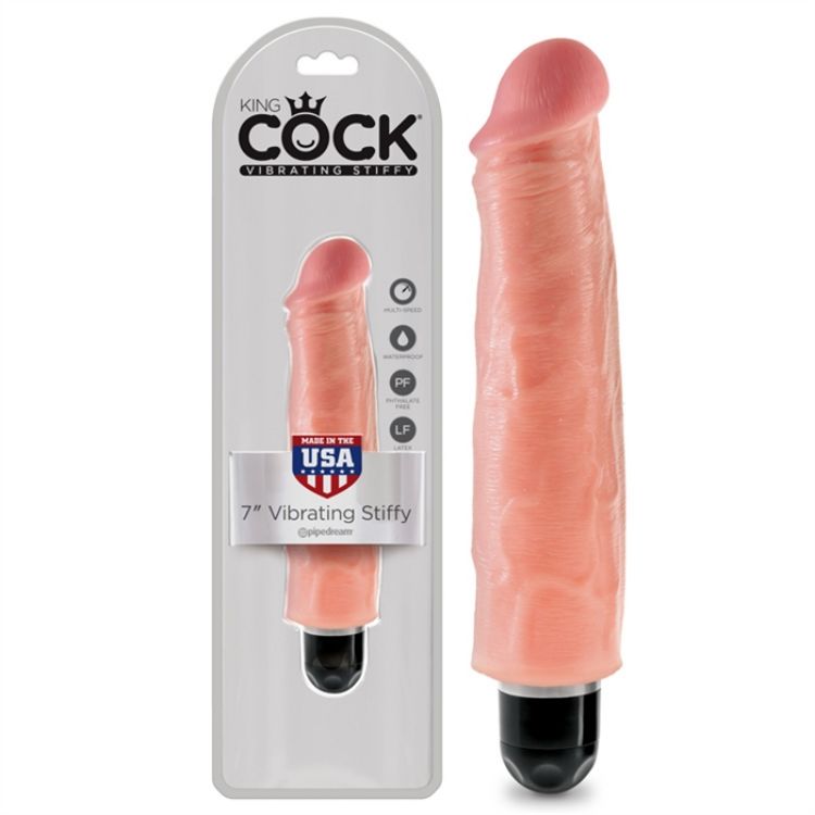 Image de KING COCK 7" VIBRATING STIFFY WHITE FLESH