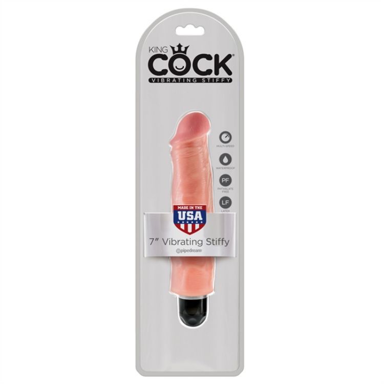 Image de KING COCK 7" VIBRATING STIFFY WHITE FLESH