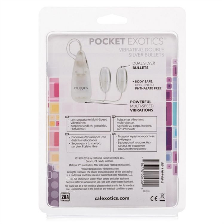 Image de Pocket Exotics Vibrating Double Silver Bullets