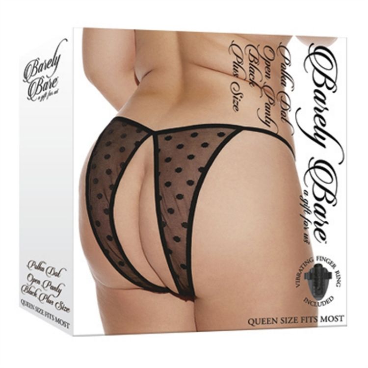 Image de Polka Dot Open Panty - Black - Plus Size