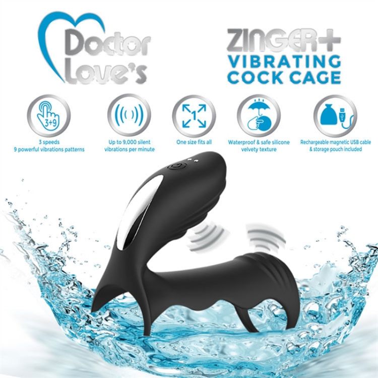 Image de DL - Zinger+ Cock Cage - Remote Rechargeable Black